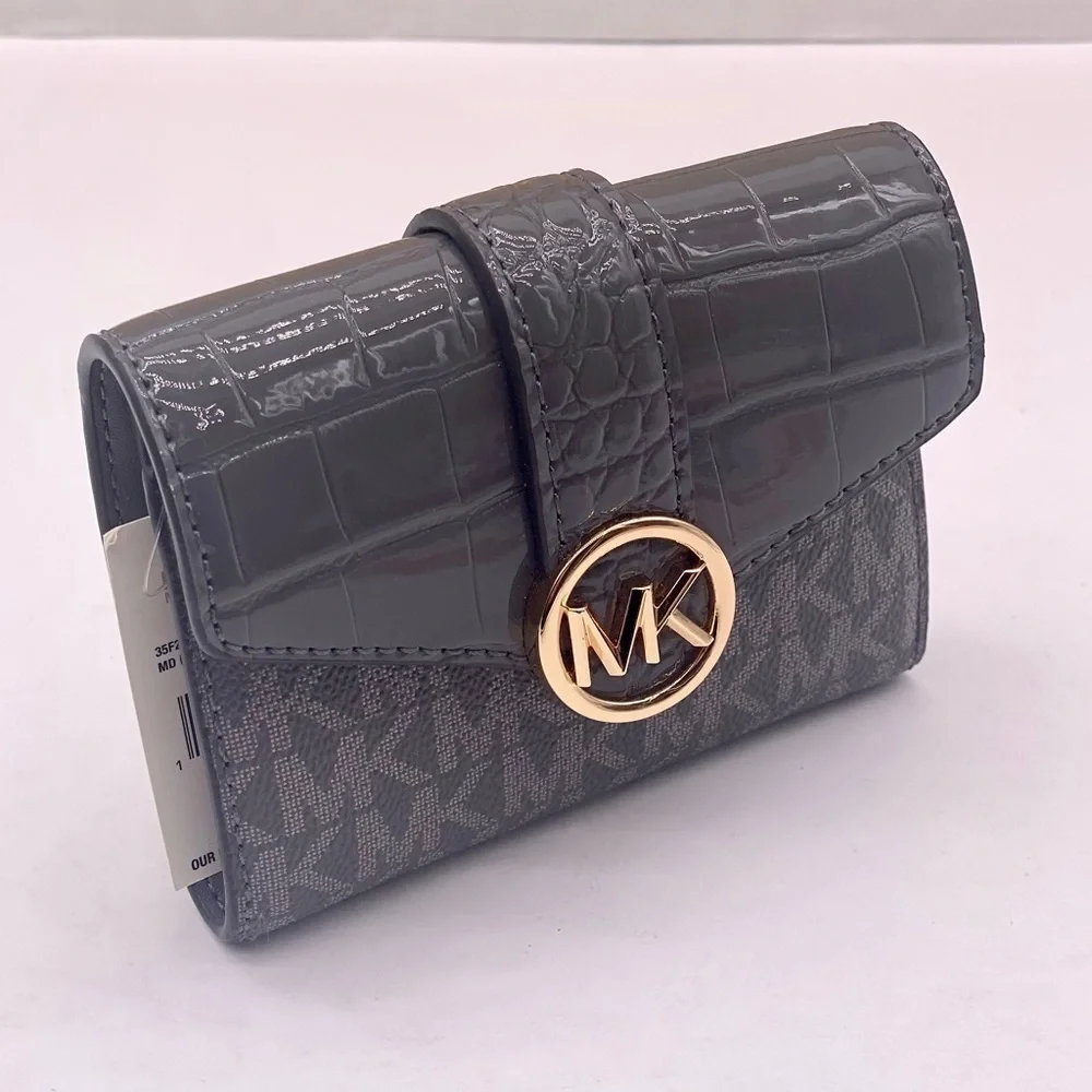 MICHAEL KORS CARMEN MEDIUM WALLET HEATHER GREY MULTI